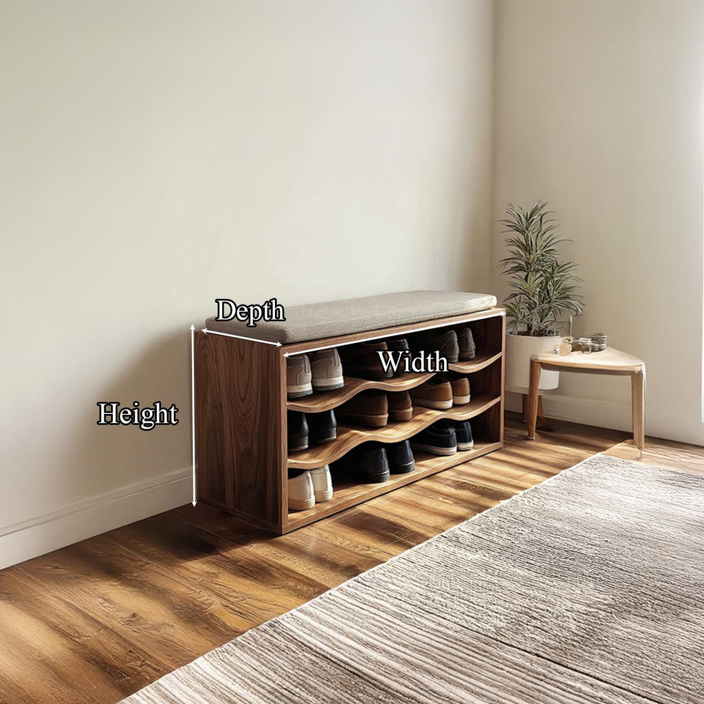 Midcentury Shoe Organizer Bench Entryway
