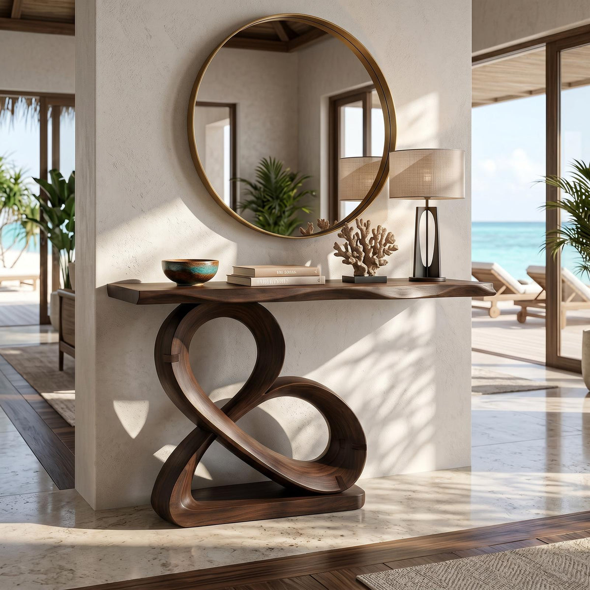 Luxury Loop Base Console Table Designer Hallway