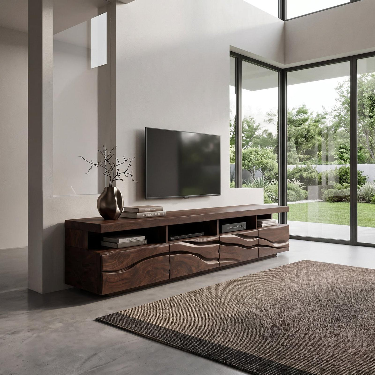 Handcrafted Media Cabinet Console For Living Room