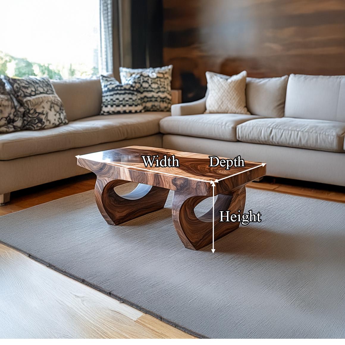 Handcrafted Mid Century Solid Wood Coffee Table Living Room