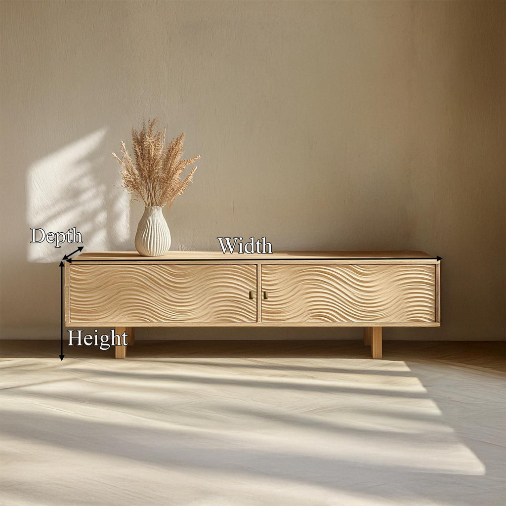 Mediterranean Natural Wood Sideboard Cabinet, Coastal Rustic Entryway Credenza & Buffet Table, Model