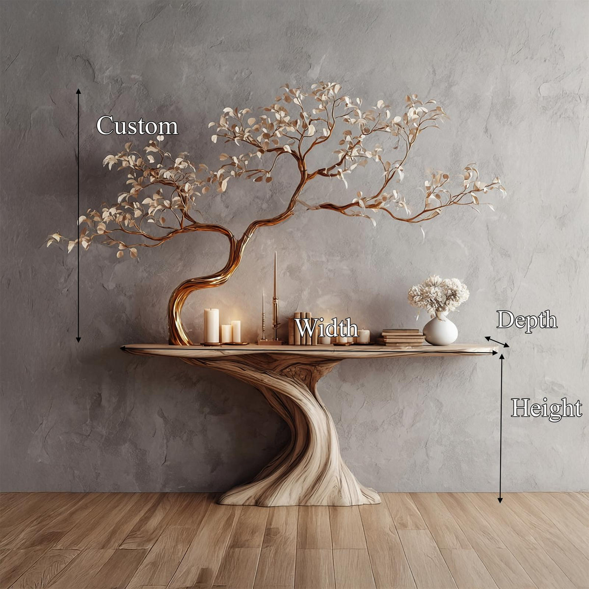 Midcentury Tree Console Table Entryway