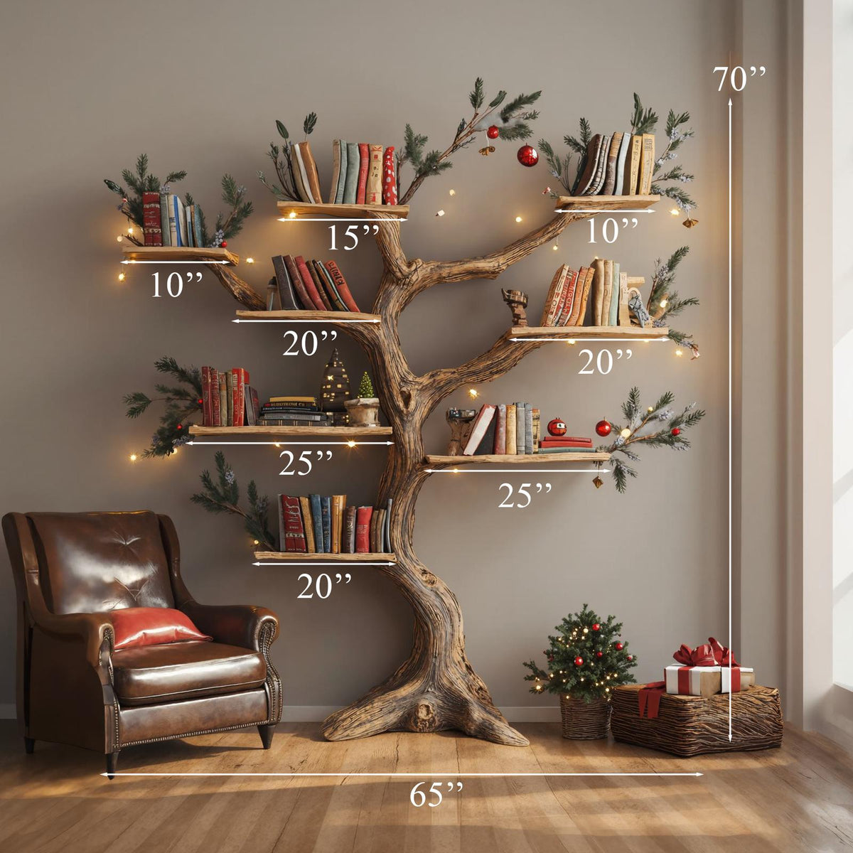 Tree Corner Bookcase Floating Bookshelf