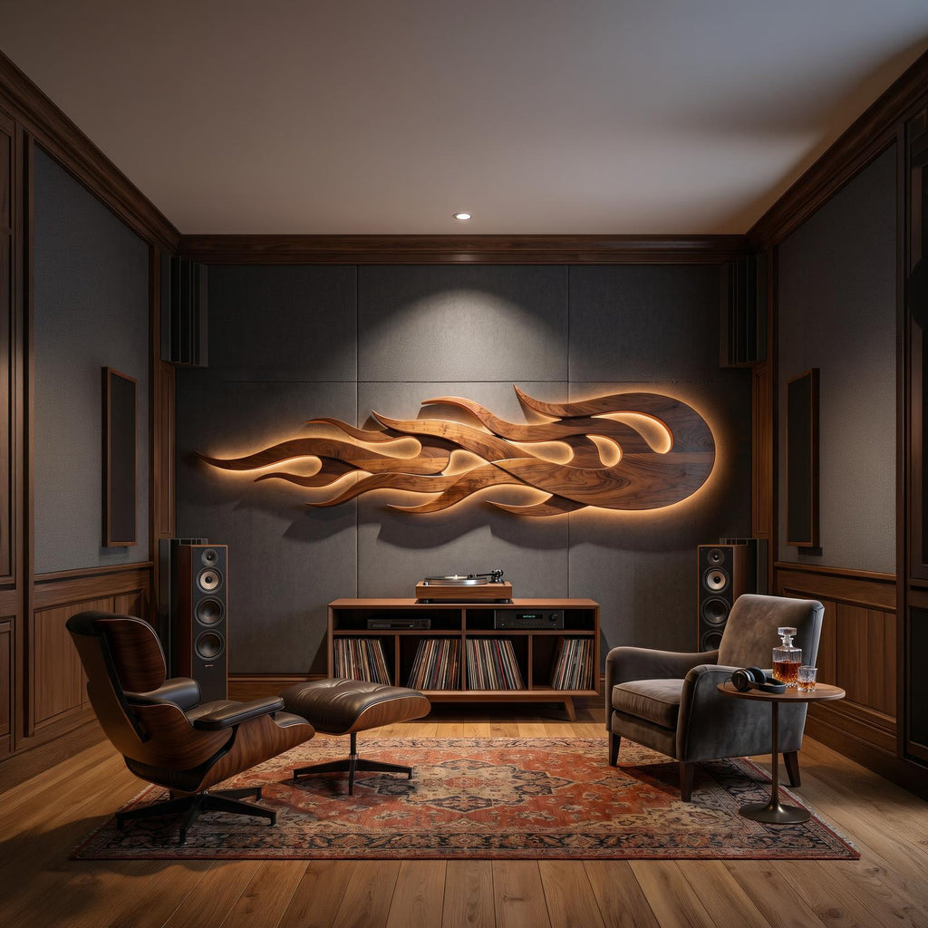Minimalist Sculptural Wood Wall Art, Modern Abstract 3D Wall Decor Panel for Reading Corner, Office, Bedroom