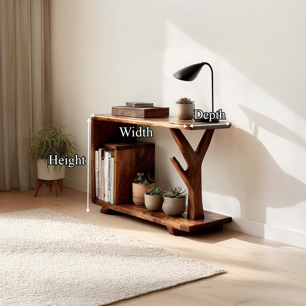 Free Standing Rustic Wood End Table, Bedside Nightstand for Guest Room, Natural Edge Accent Side Table, Handcrafted