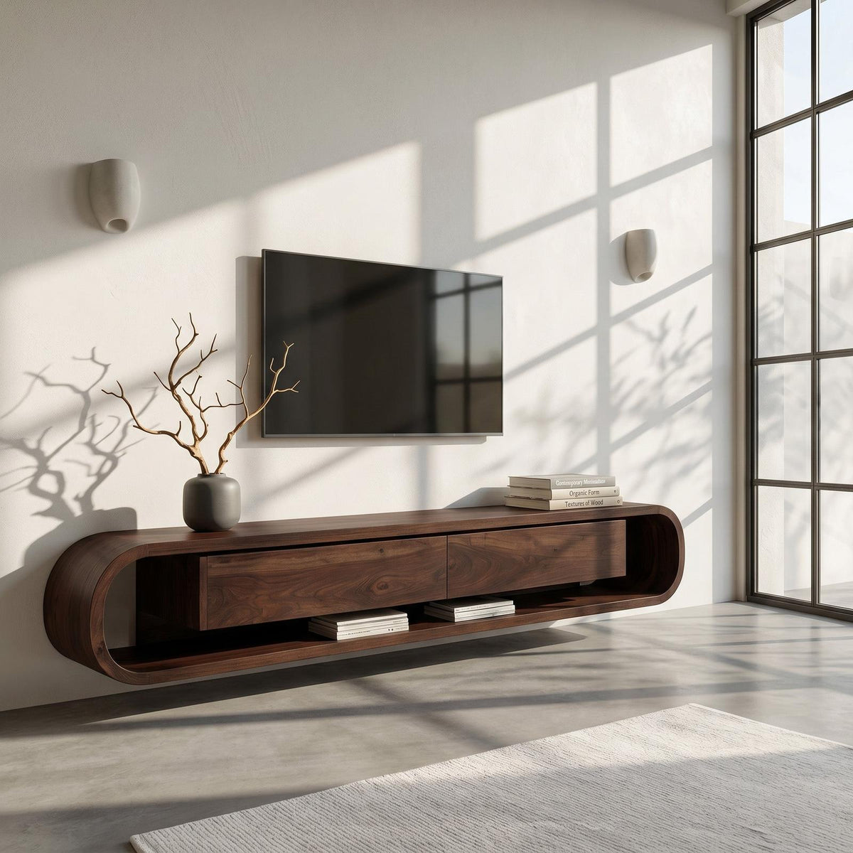 Organic Floating Sculptural TV Console For Living Room