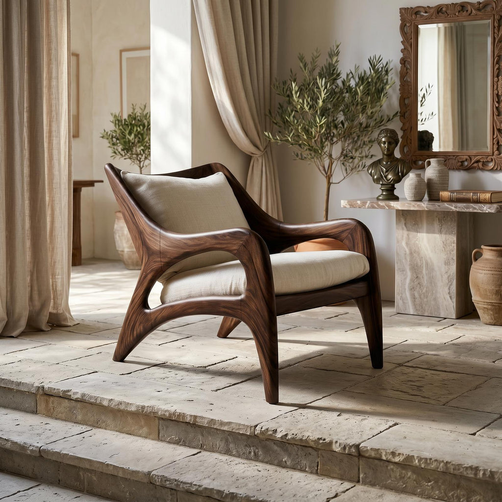 Contemporary Wooden Lounge Chair for Refined Porch Living