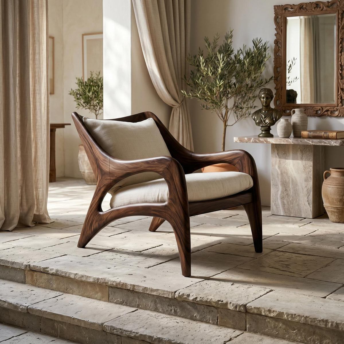 Contemporary Wooden Lounge Chair for Refined Porch Living
