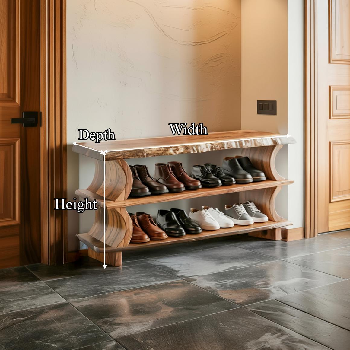 Artistic Wave Shoe Stand Mudroom And Entryway SINLSASB081