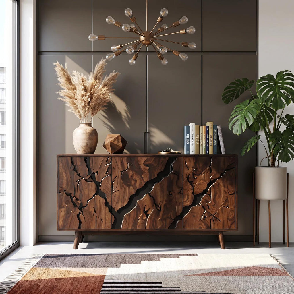 Contemporary Carved Sideboard Cabinet Entryway