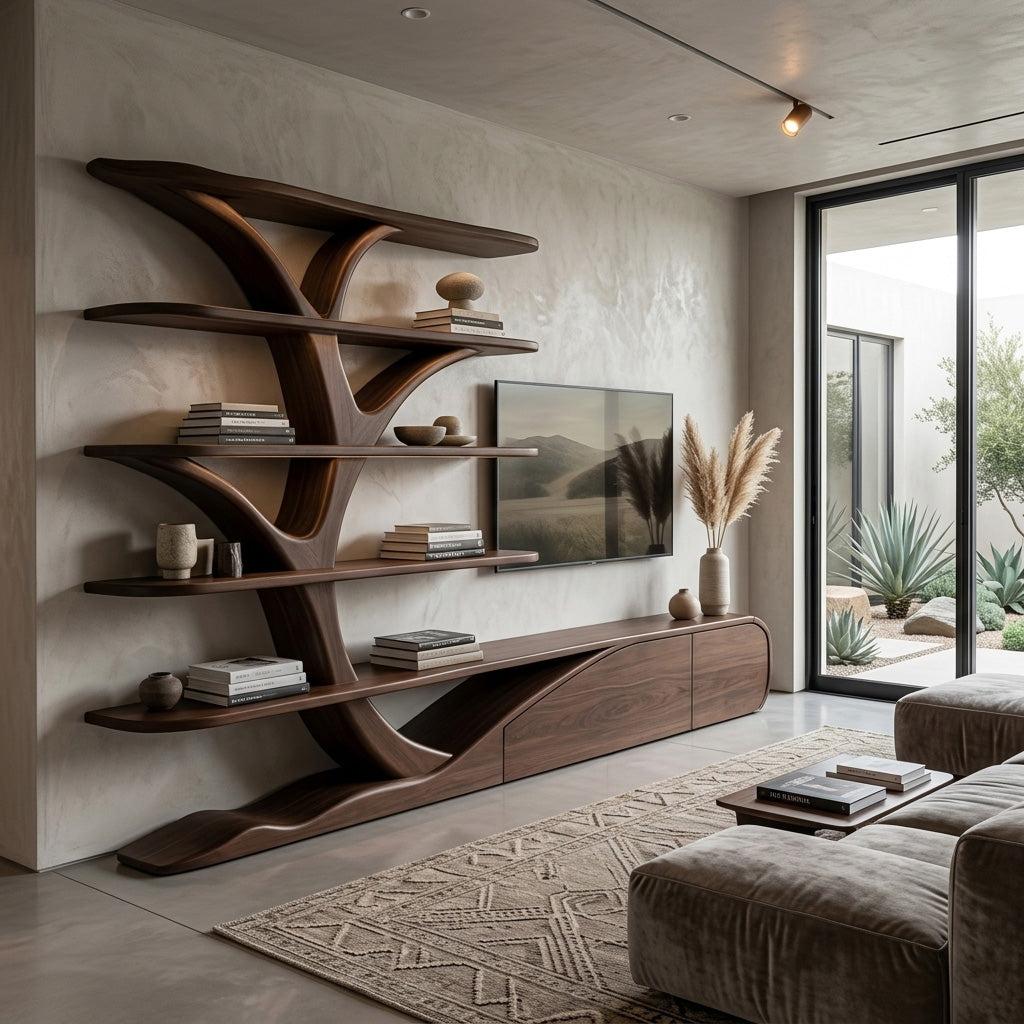 Modern Organic Tree Inspired Media Console For Living Room