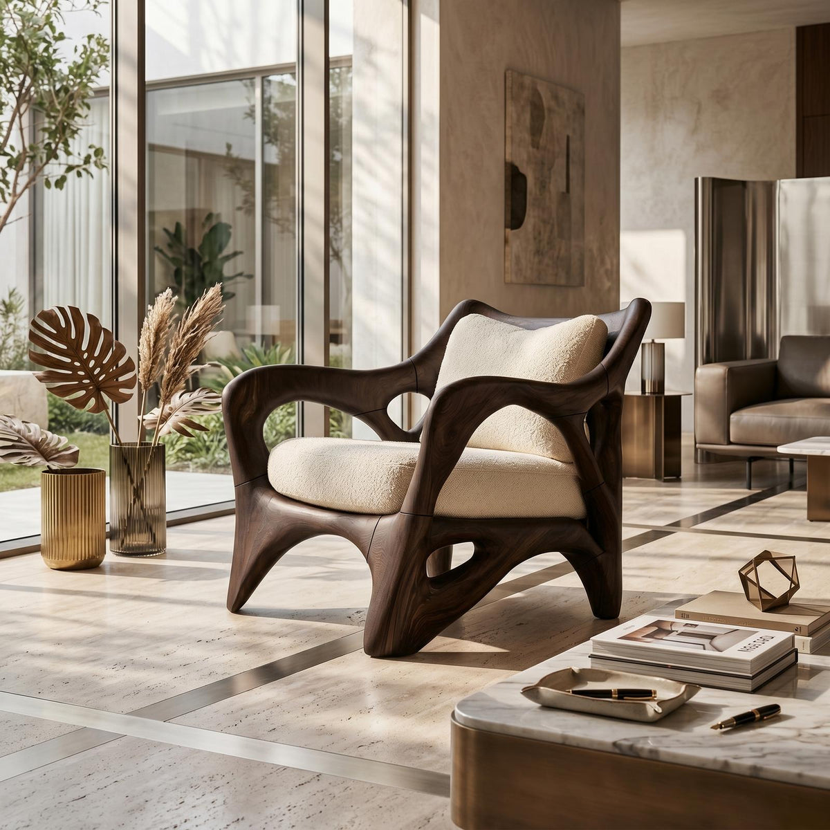 Modern Sculptural Lounge Chair for Sophisticated Wine Room Interiors SILDTTRCHR023