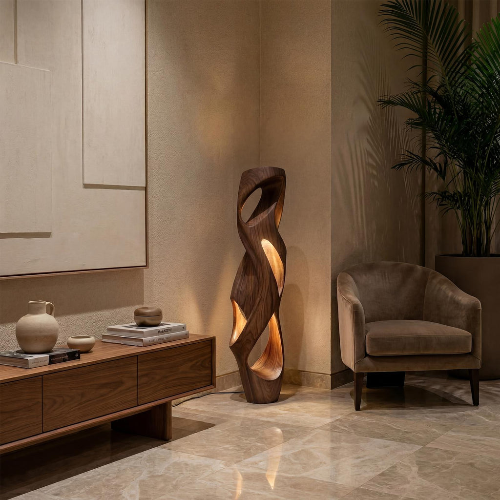 Mid-Century Decorative Table Lamp, Wooden Bedside Accent Light for Entryway Console & Hallway