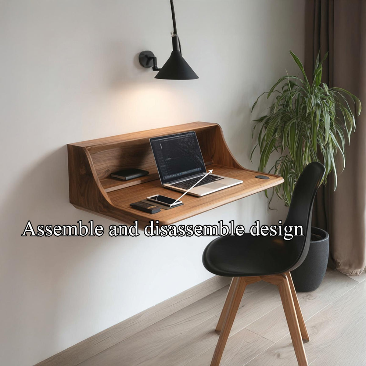 Wall Mounted Desk Solid Wood Live Edge Minimal Gift