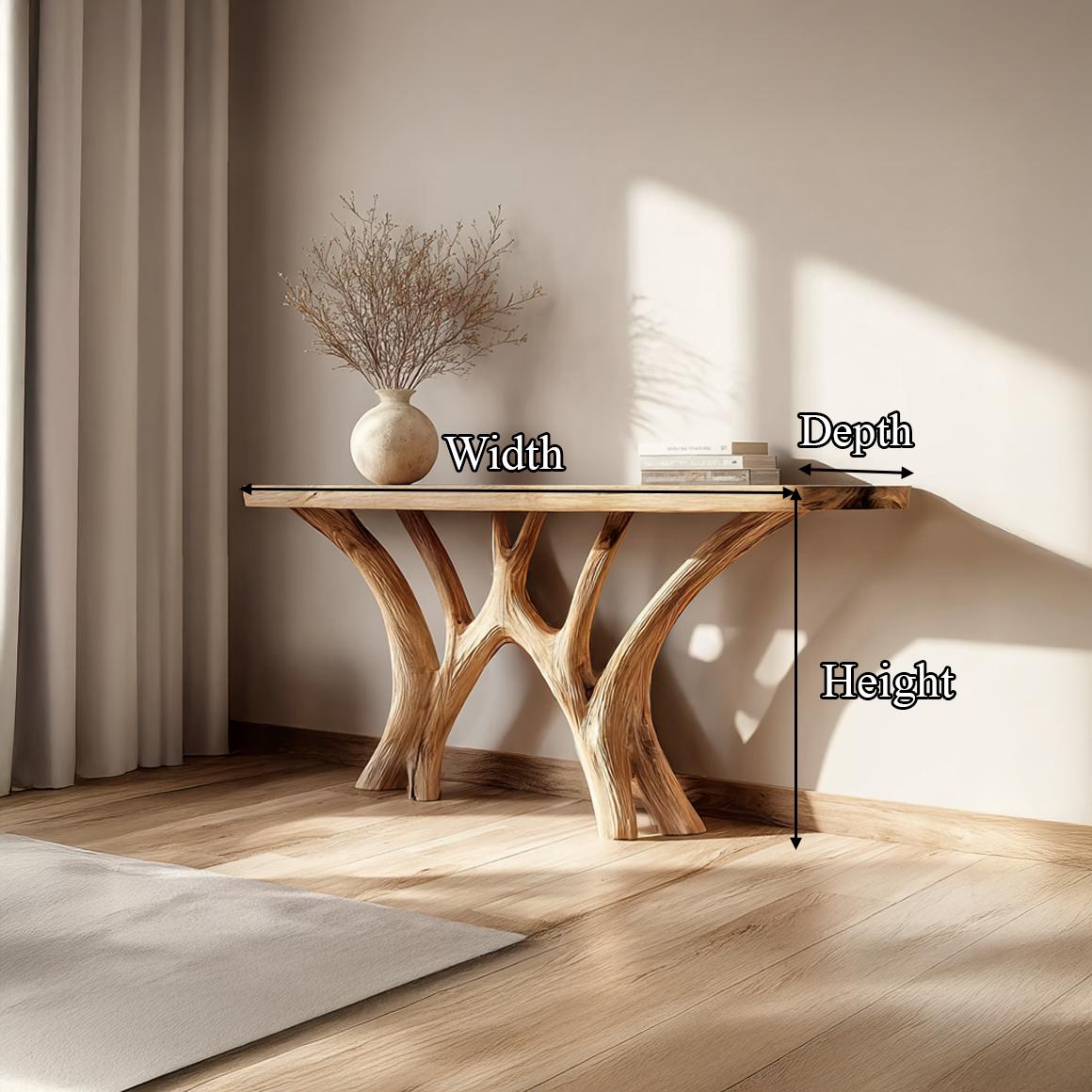 Live Edge Solid Wood Console Table Handmade For Entryway
