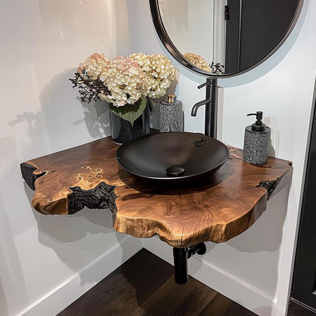 Rustic Floating Shelf Vanity Bathroom