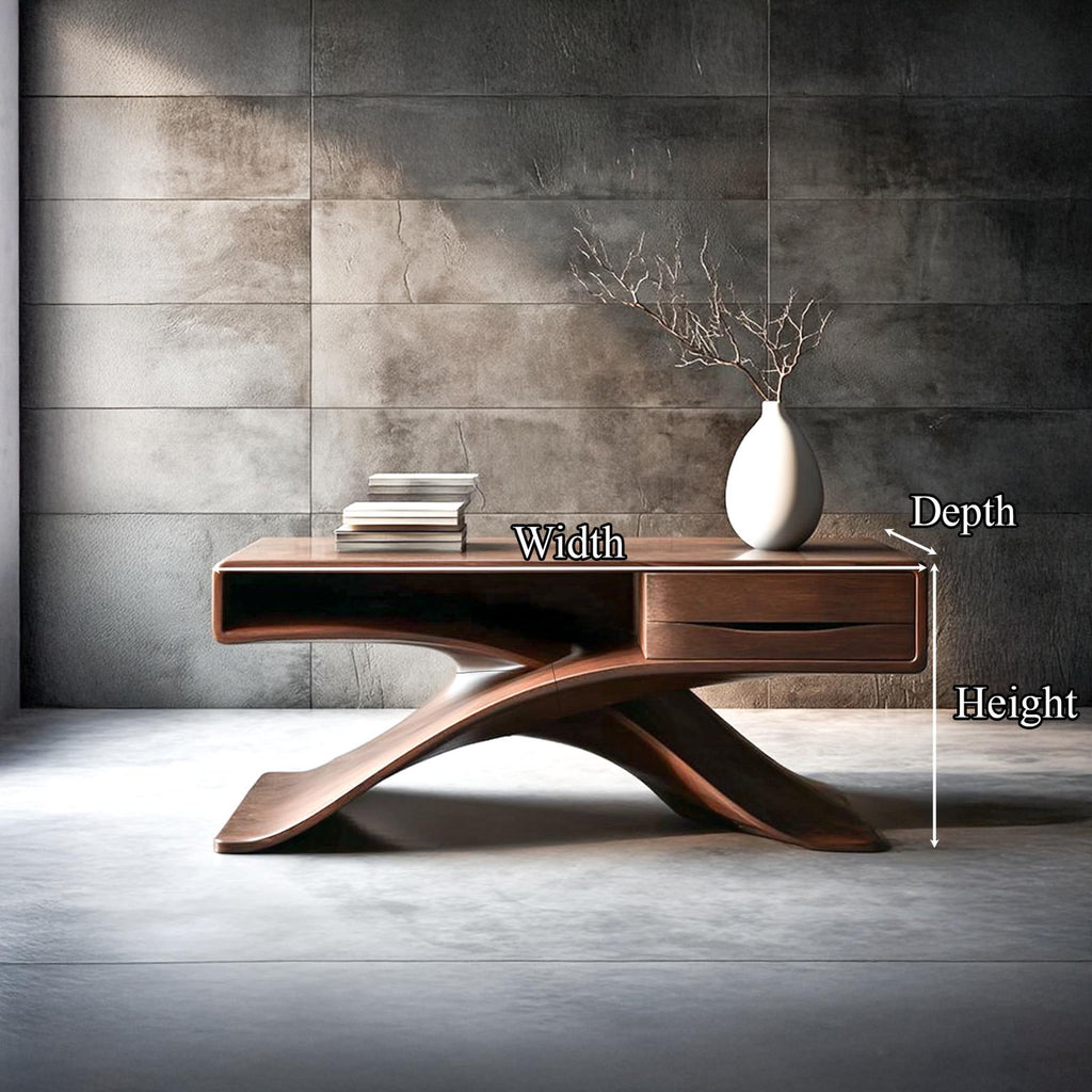 Mid Century Modern Wood Console Table, Living Room & Entryway Accent Sofa Table, Model