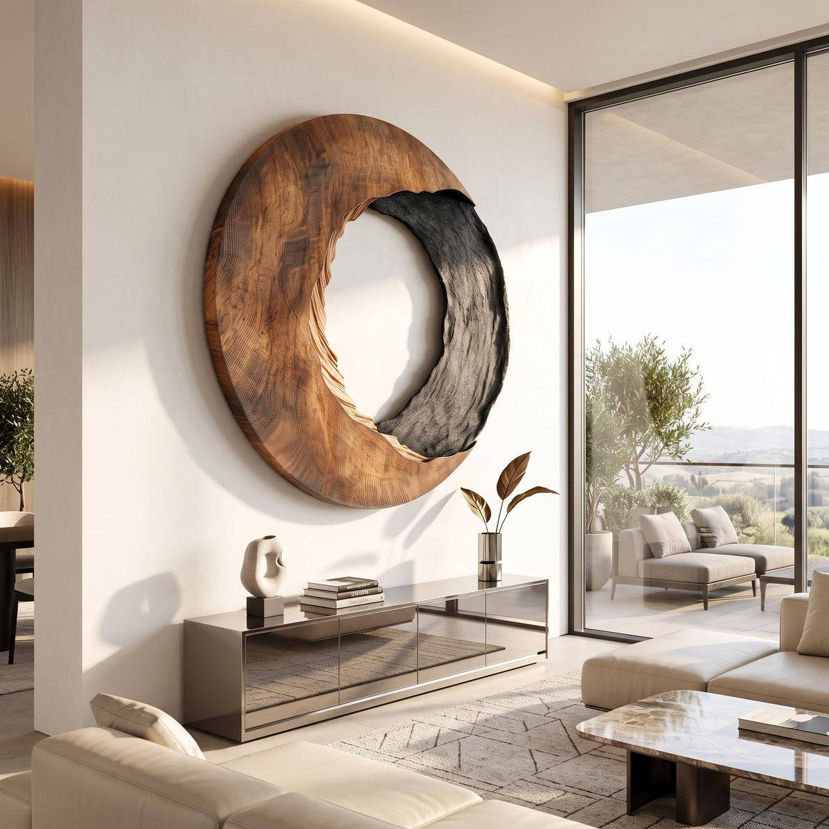 Spry Interior Handcrafted Solid Wood 3D Wall Art, Abstract Geometric Sculptural Wooden Wall Hanging Panel Panel for Modern Living Room, SILDTTRWA022
