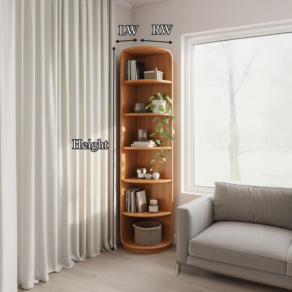 Scandinavian Wooden Corner Bookshelf Living Room Or Bedroom