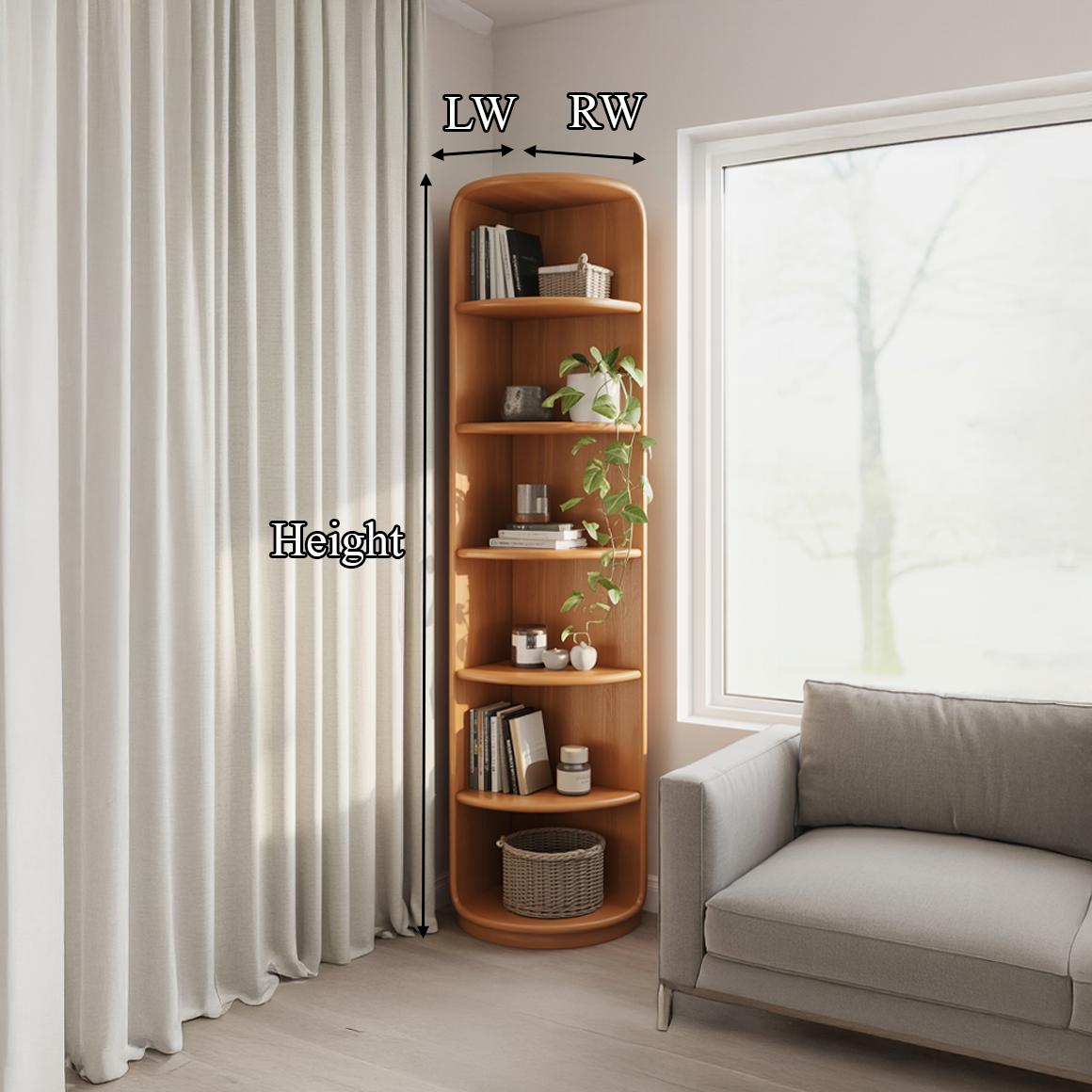 Scandinavian Wooden Corner Bookshelf Living Room Or Bedroom