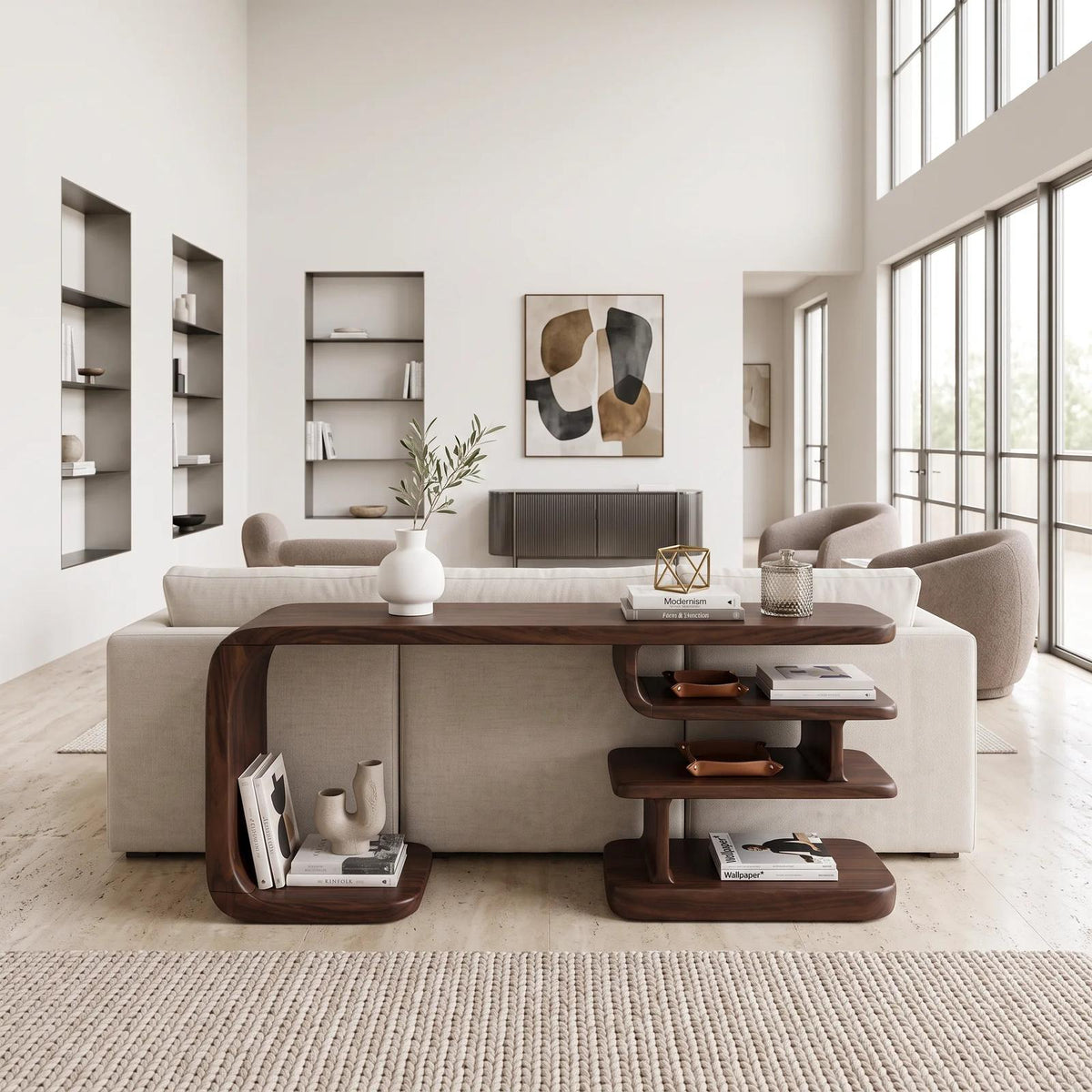 Contemporary Layered Shelf Console For Living Room SILDTTNCS189