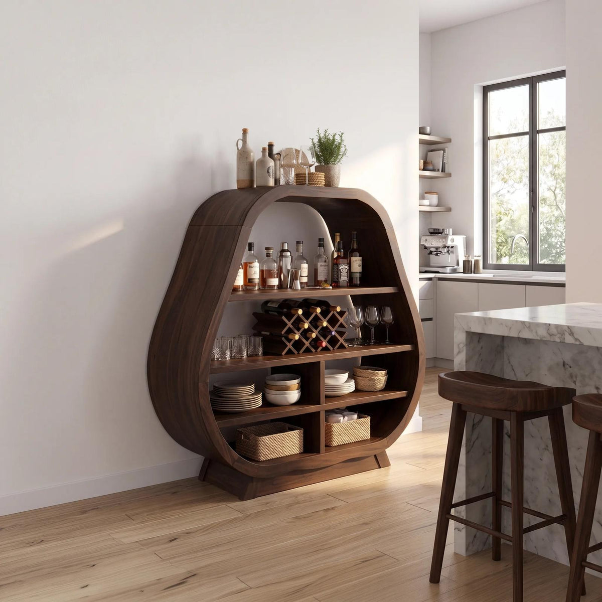 Handcrafted Wine Bar Cabinet Dining Room
