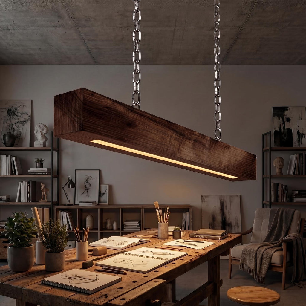 Modern Accent Table Lamp, Elegant Wood Bedside Light for Kitchen Counter & Living Room