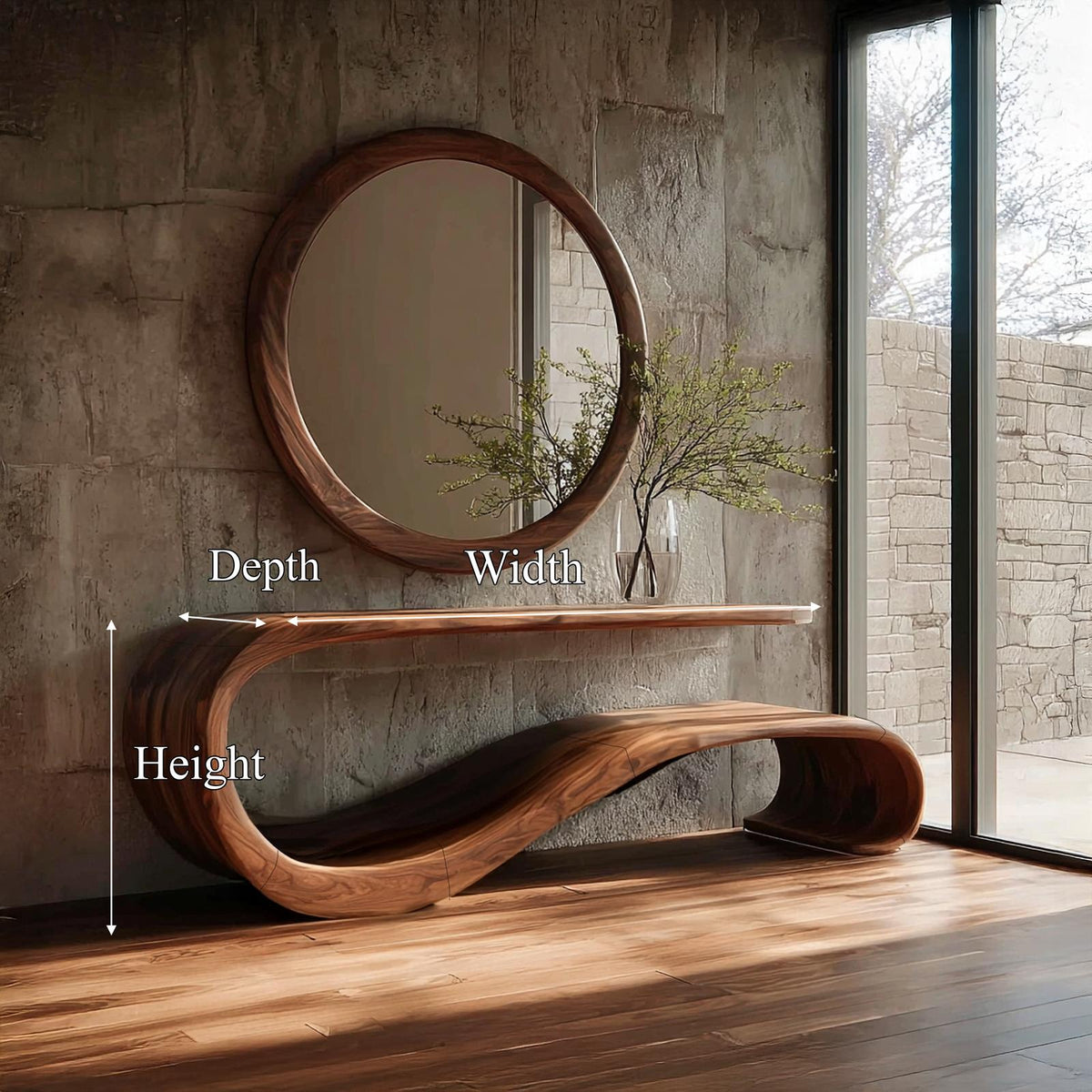 Mid Century Wave Console Table Living Room Entryway