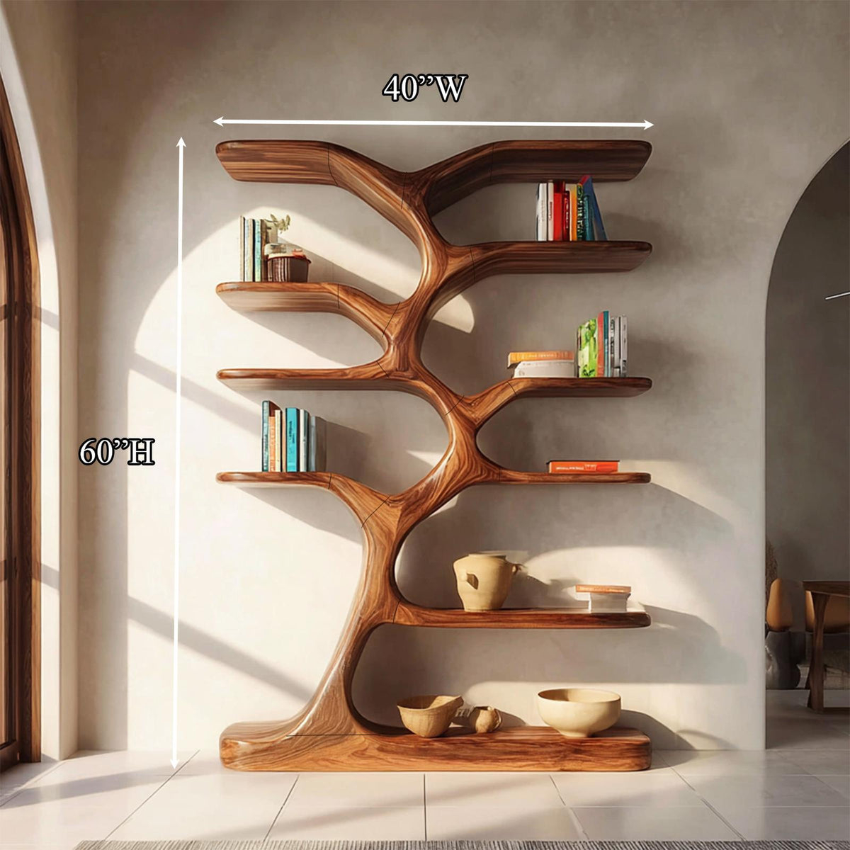 Entryway Bookshelf Natural Wood Modern Decor Gift