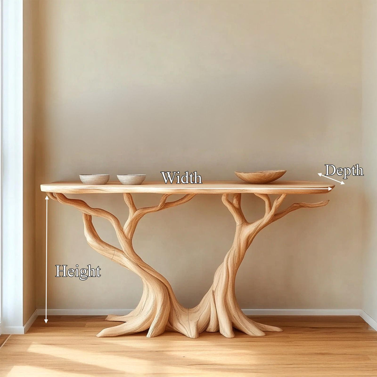 Nature Inspired Console Table Solid Wood Farmhouse Gift