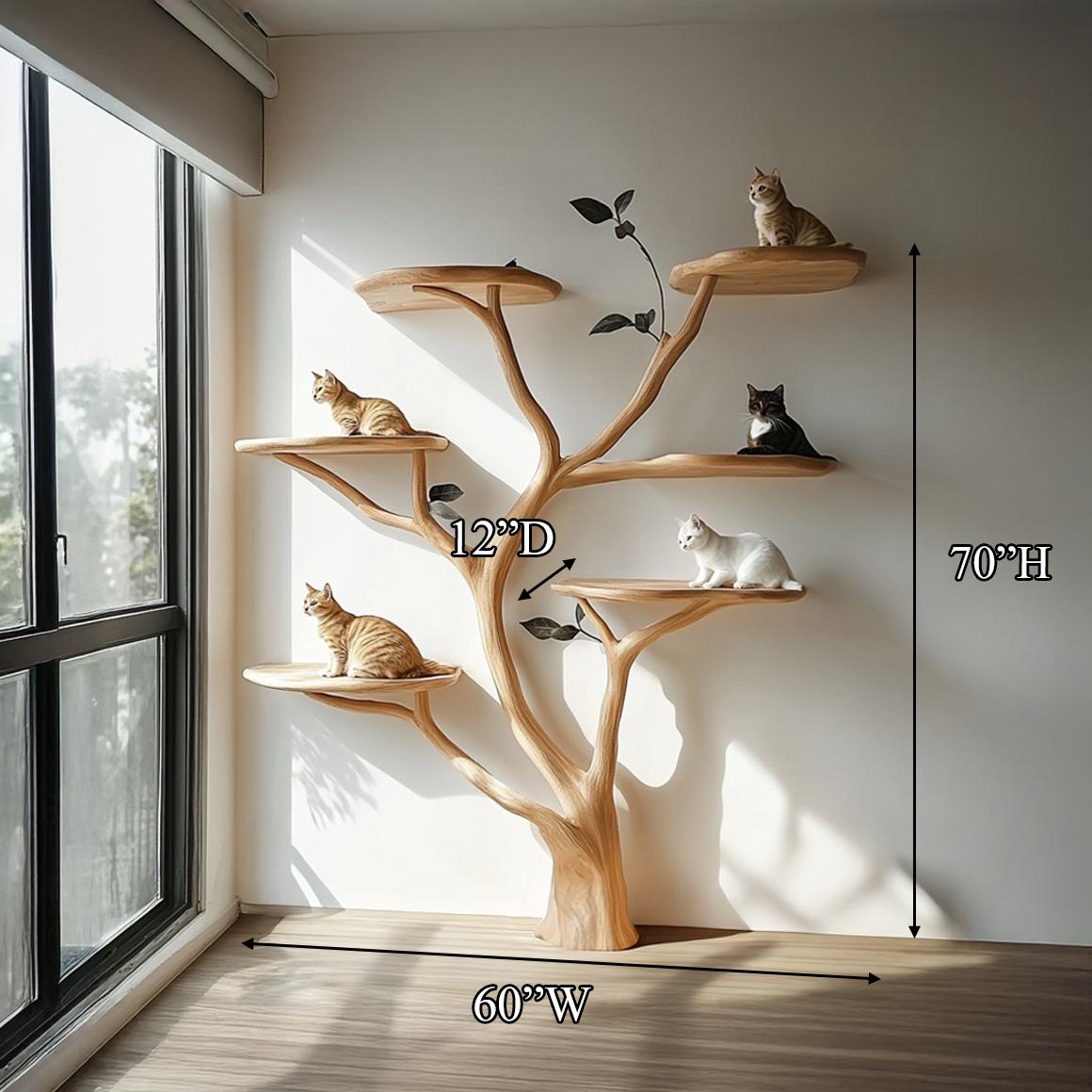 Mid Century Handcrafted Cat Tree Shelf Artistic Wall Living Space SINLSATT068