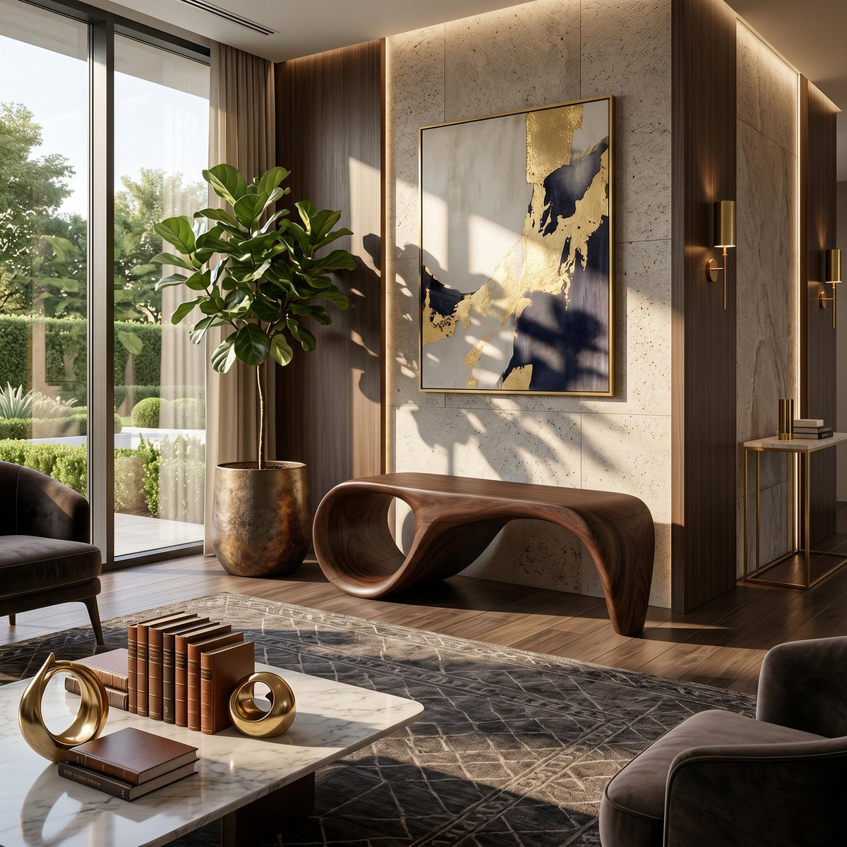 Modern Sculptural Bench Luxury Bedroom