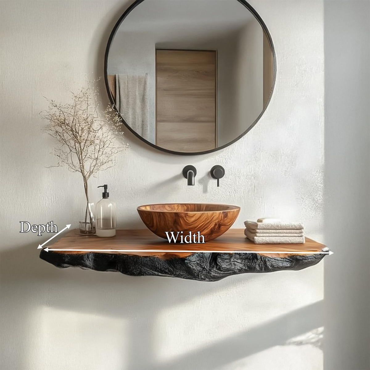 Spry Interior Organic Modern Bathroom Vanity, Floating Solid Wood Sink Console Shelf for Contemporary Washrooms, SINLSABRV259