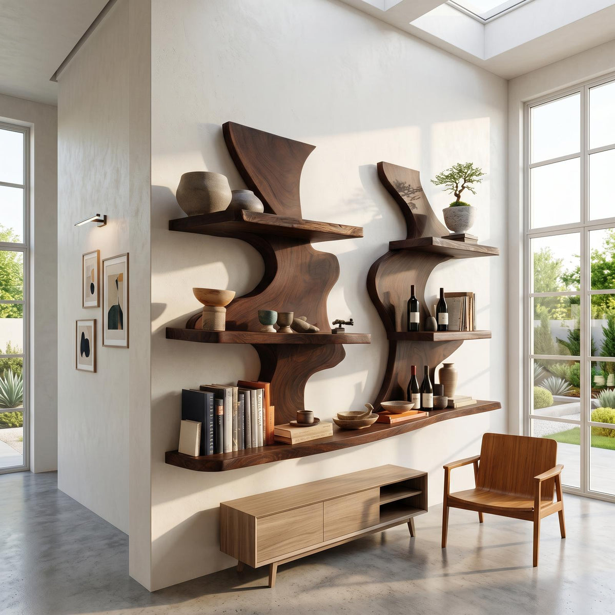 Organic Modern Decorative Wall Shelves for Living Room