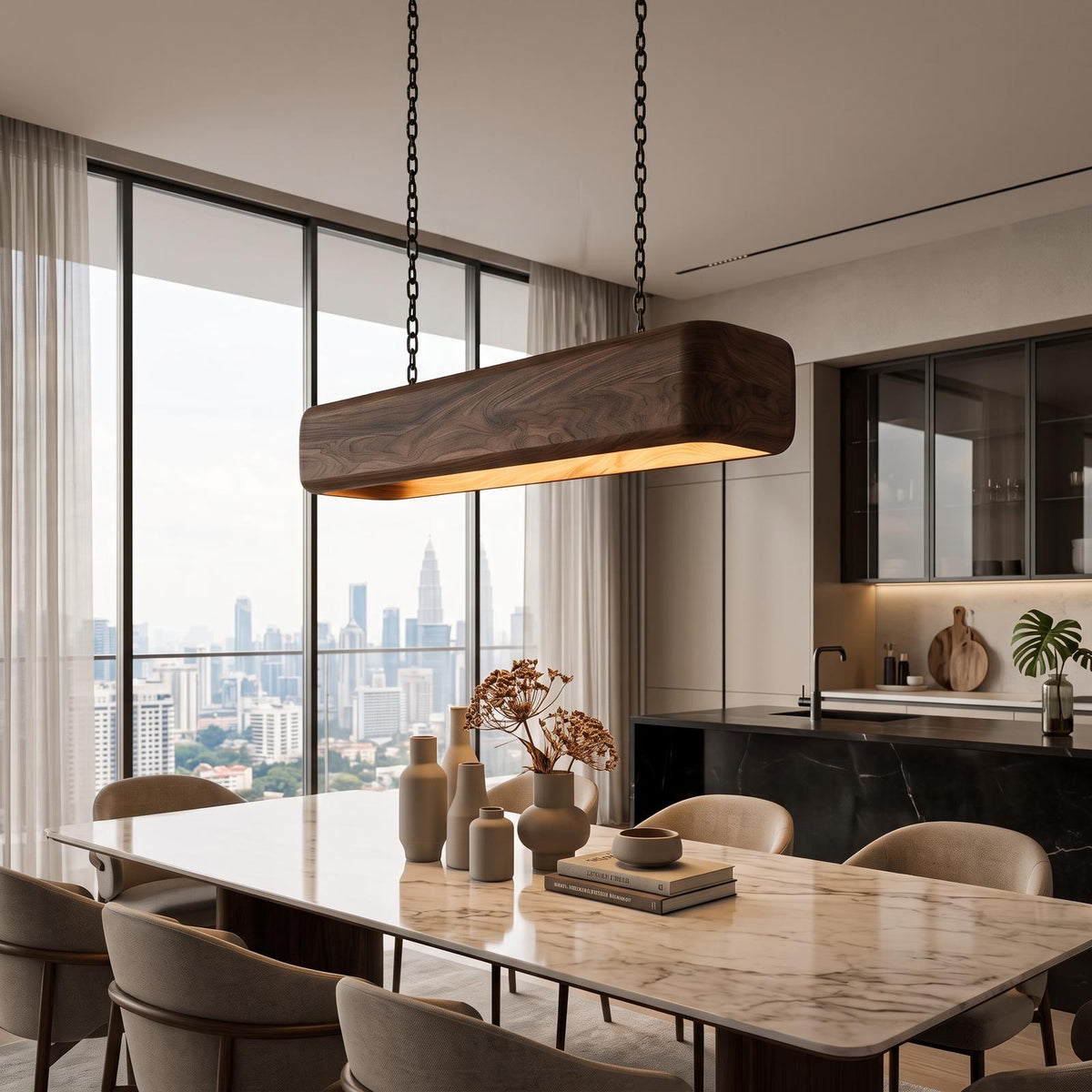Spry Interior Minimalist Ceiling Light, Modern Handcrafted Wooden Pendant Light for Elegant Dining Table & Kitchen Chandelier, RTTHTTCE008