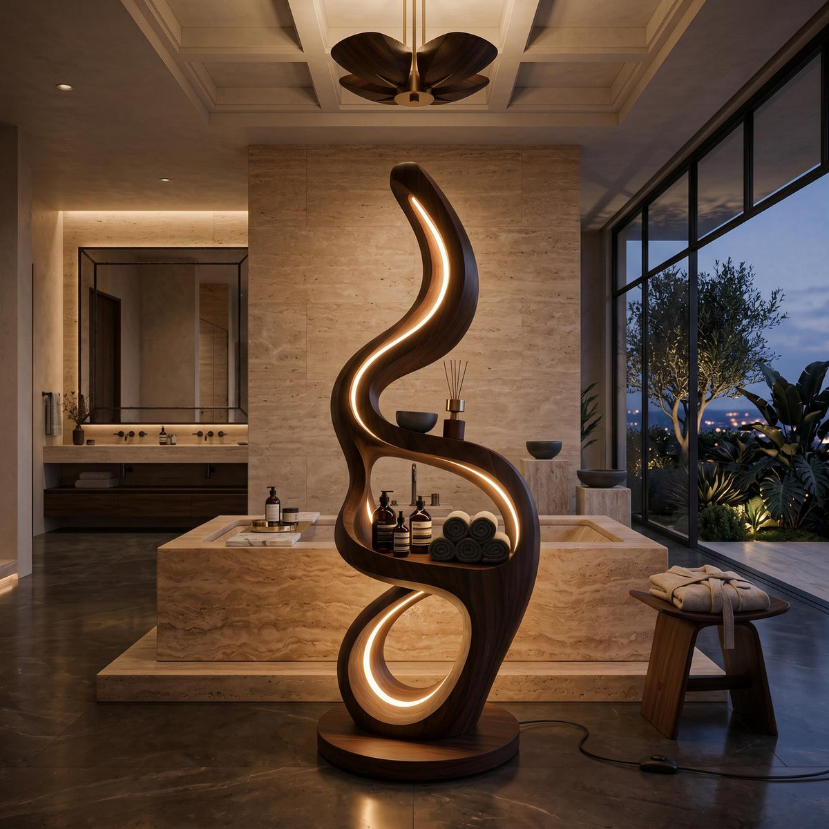 Modern Teardrop Lamp With Shelf For Reading
