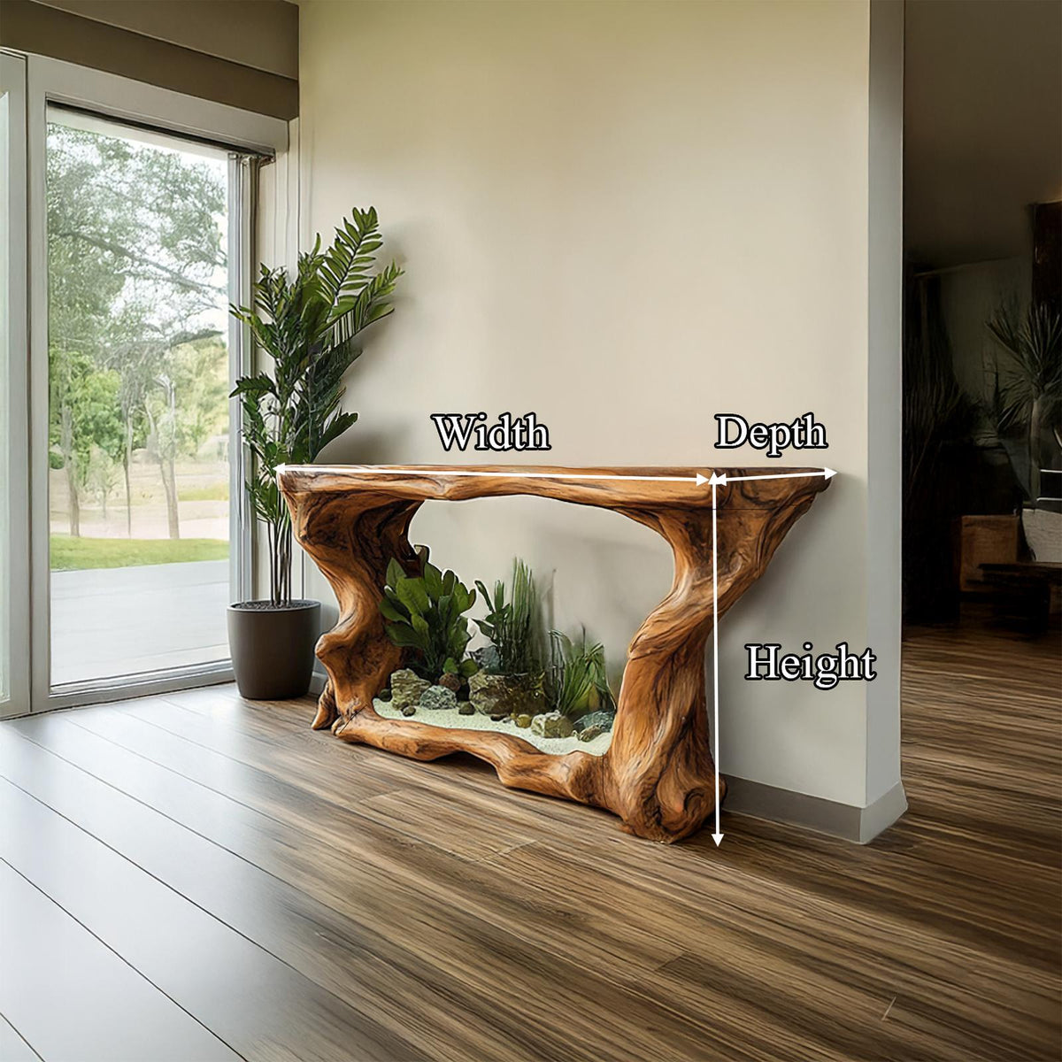 Rustic Modern Solid Wood Console Table, Entryway Accent Table for Living Room & Hallway, Model