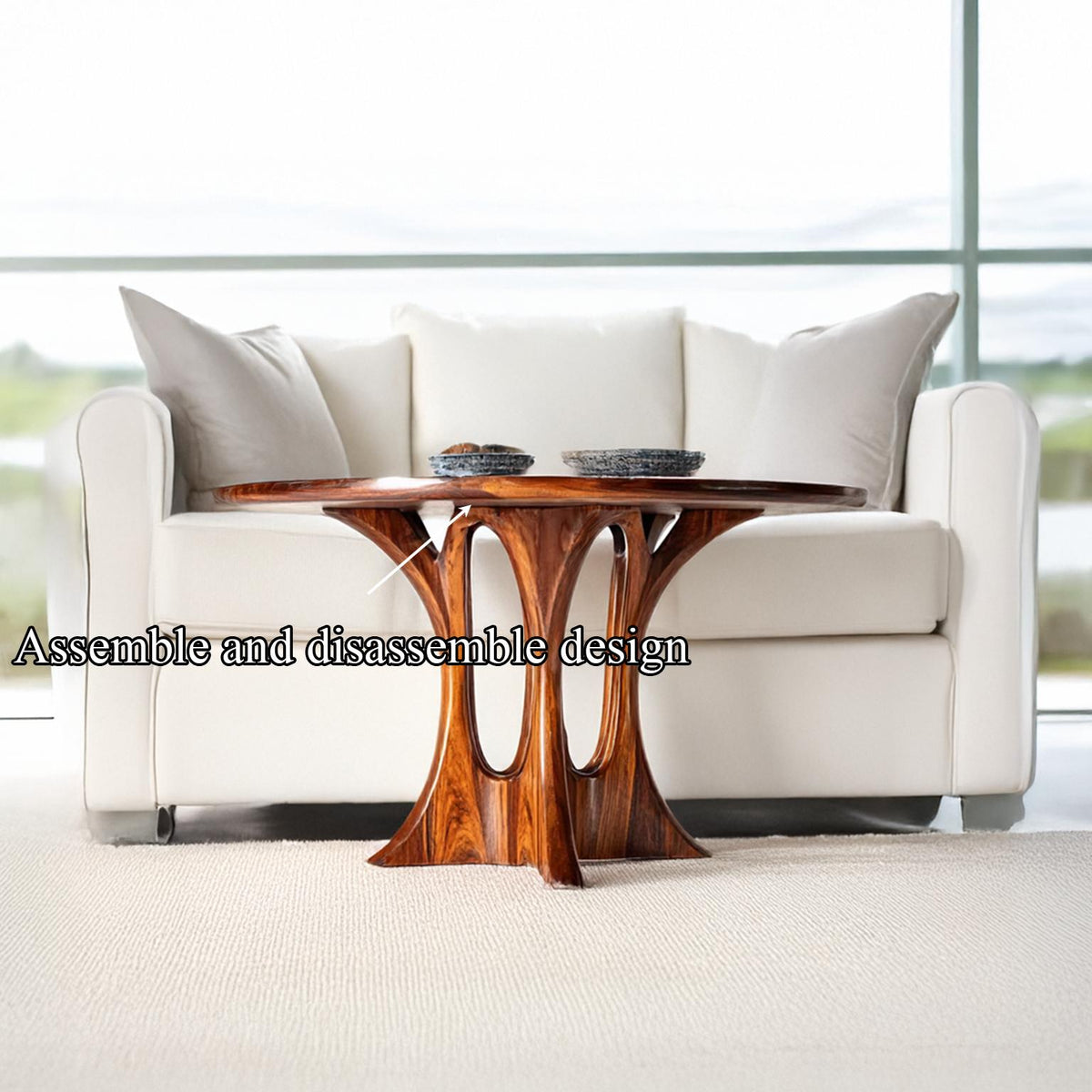 Modern Coffee Table Walnut Wood Living Room Gift