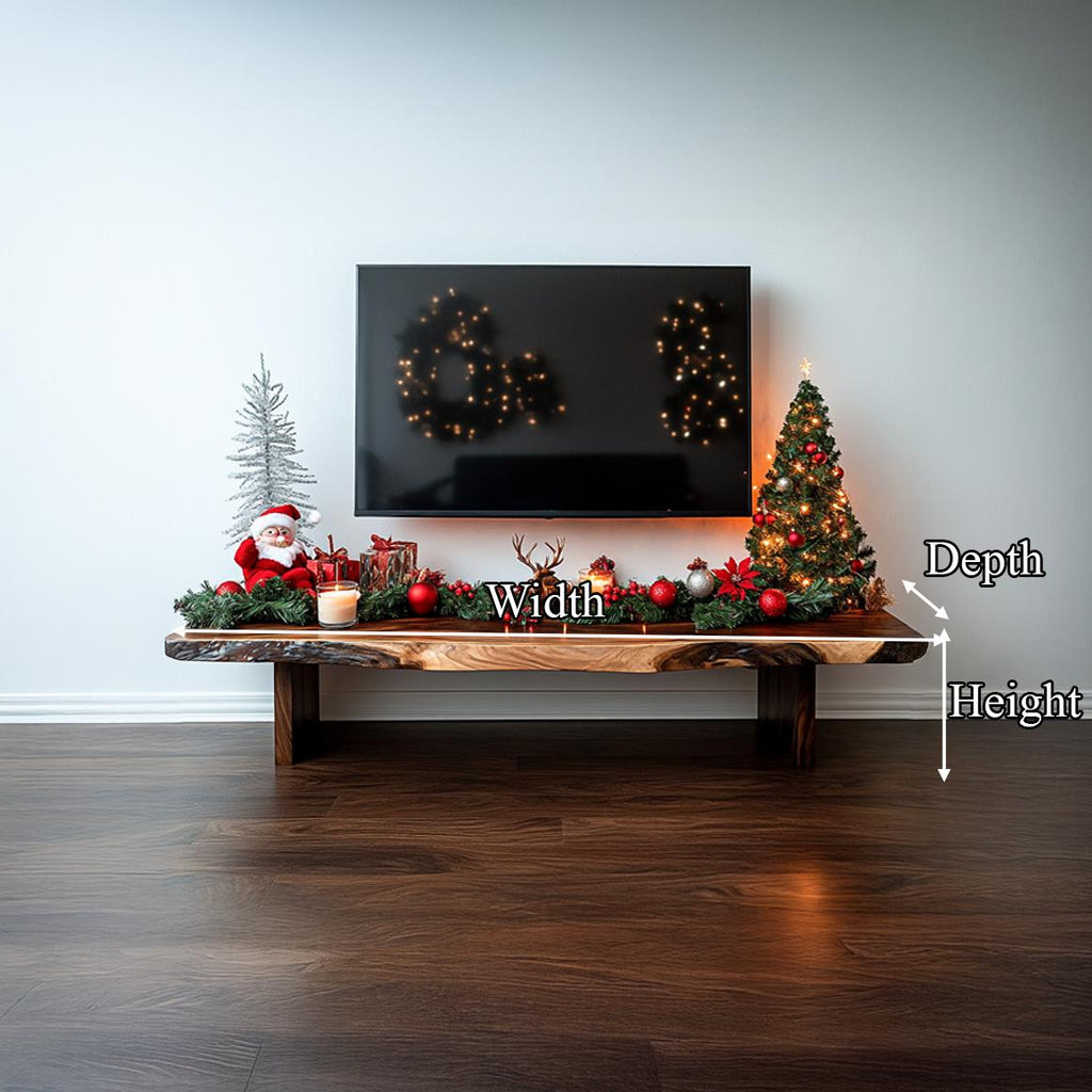 Rustic Solid Wood TV Stand, Live Edge Media Console Cabinet for Living Room Entertainment Center