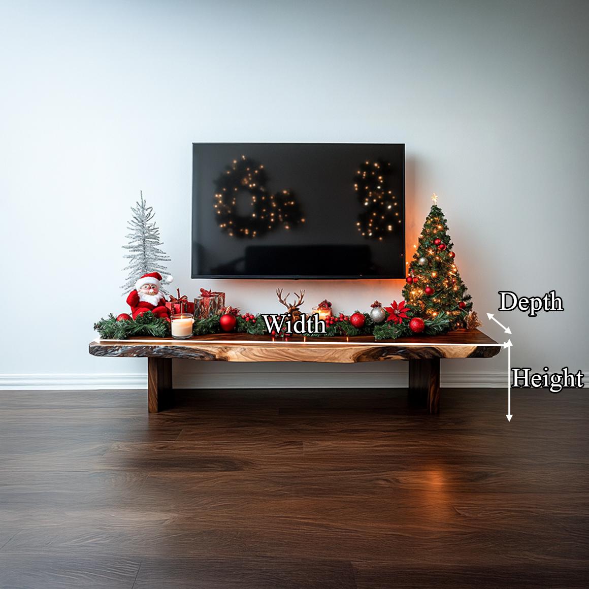 Rustic Solid Wood TV Stand, Live Edge Media Console Cabinet for Living Room Entertainment Center