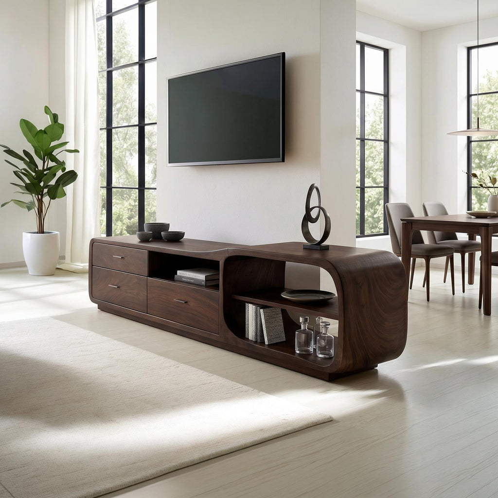 Curved Organic TV Stand Designer Residence SILDTTRTVC107