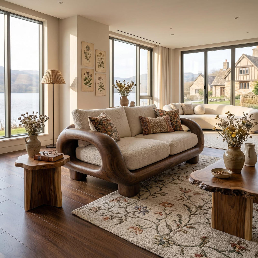 Japandi Organic Sofa Zen Courtyard Residence