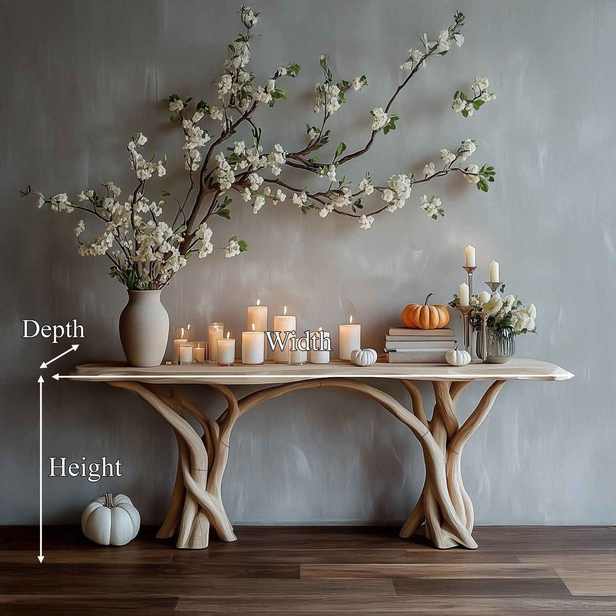 Driftwood Console Table Live Edge Rustic Wood Art Gift
