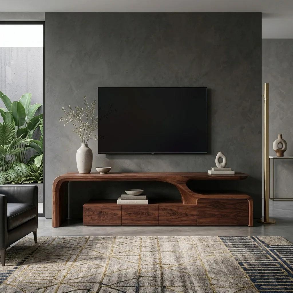 Contemporary Sculptural TV Console For Living Room