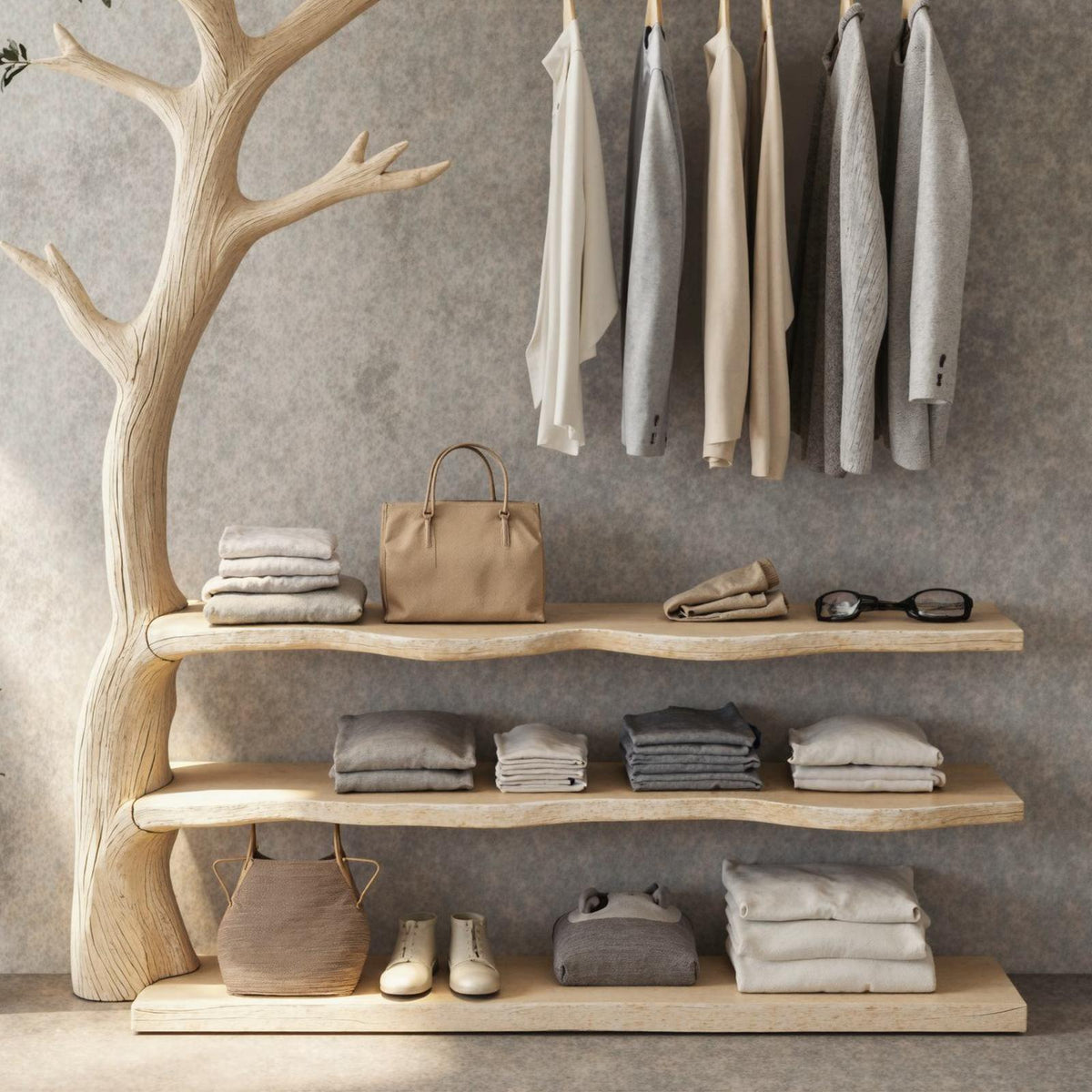 Solid Wood Entryway Coat Rack Driftwood Branch Coat Hanger