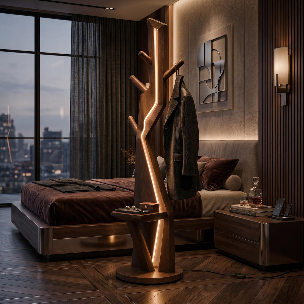 Modern Branch Lamp With Hooks For Entryway