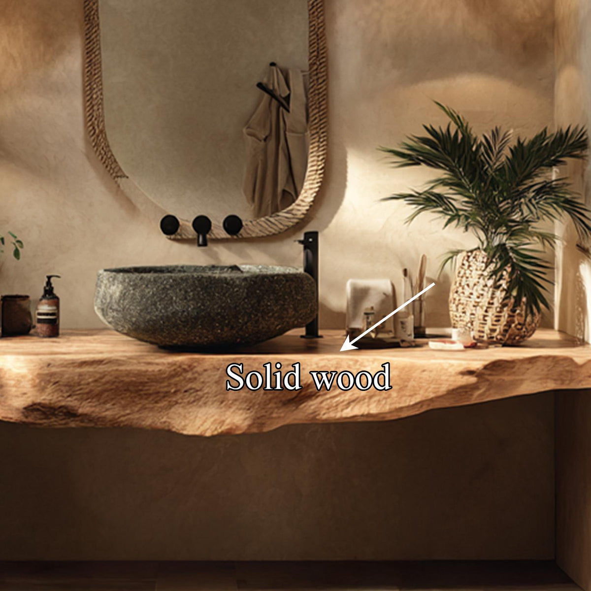 Rustic Floating Shelf Single Vanity Bathroom