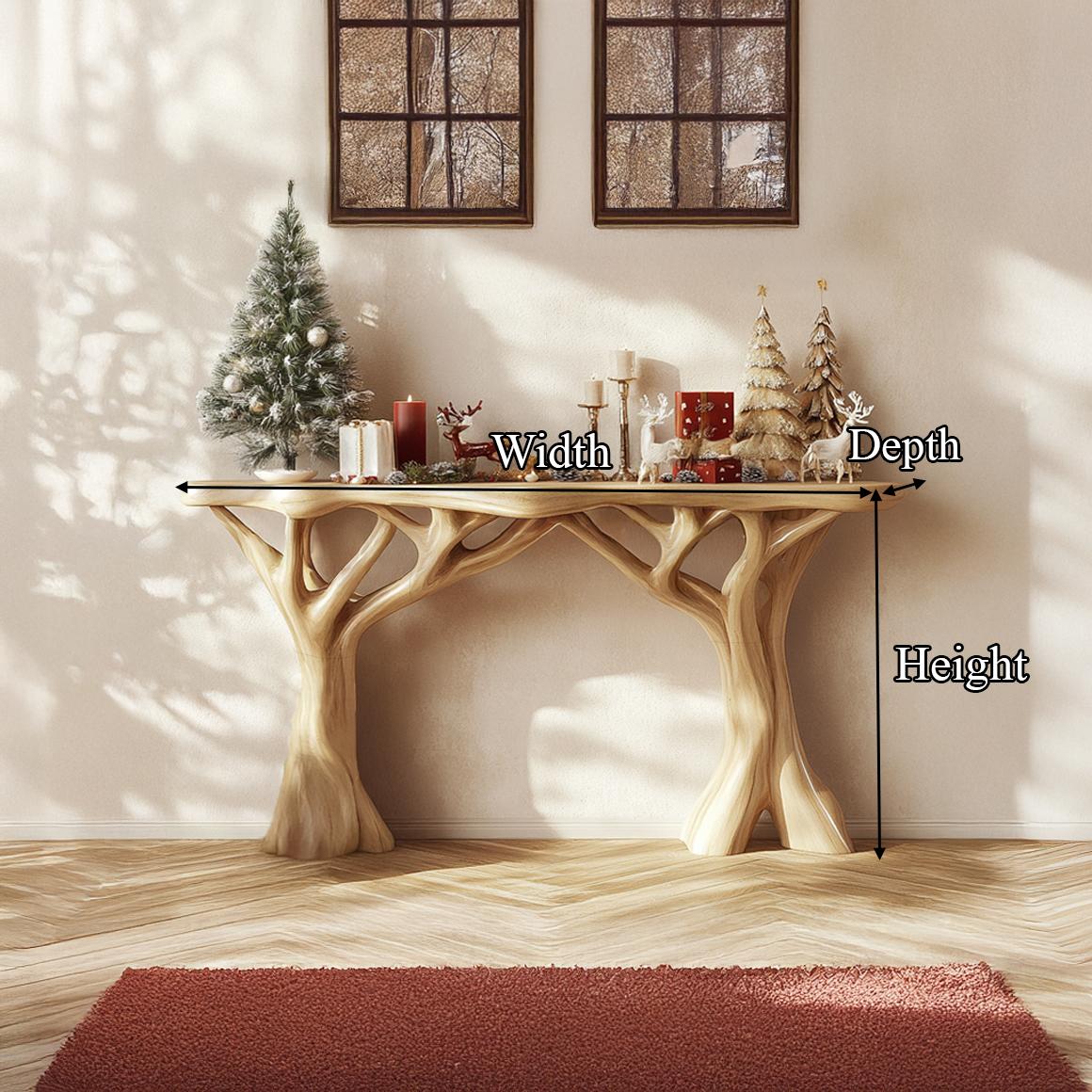 Rustic Organic Console Table, Handcrafted Live Edge Entryway Accent Table, Solid Wood Foyer Display