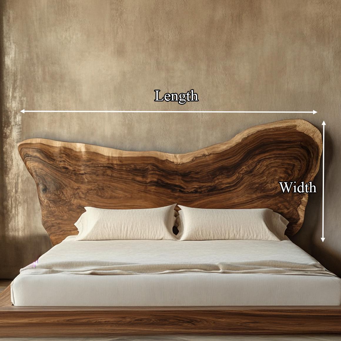 Rustic Live Edge Wooden Headboard Solid Wood Bedroom Interior Natural Statement SINLSADH014D
