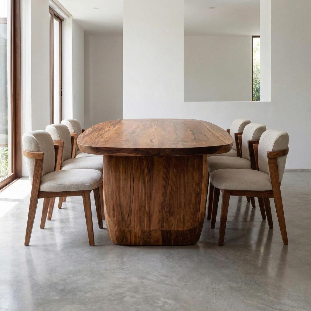 Spry Interior Mid-Century Modern Organic Wooden Dining Table, Natural Solid Wood Rustic Kitchen Table, Model RTTHHNDN027